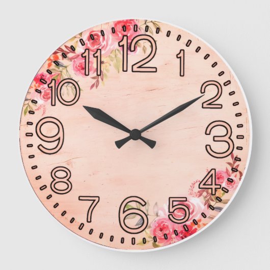 Floral Elegance Round Acrylic Wall Clock ラージ壁時計 (正面)