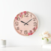 Floral Elegance Round Acrylic Wall Clock ラージ壁時計 (ホーム)