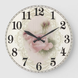 Floral Elegance Round Acrylic Wall Clock ラージ壁時計