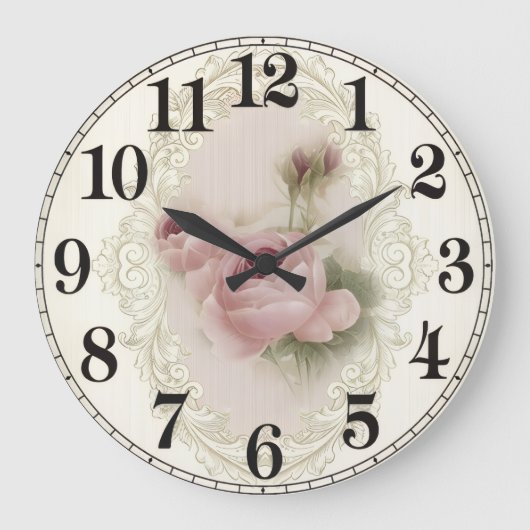 Floral Elegance Round Acrylic Wall Clock ラージ壁時計 (正面)