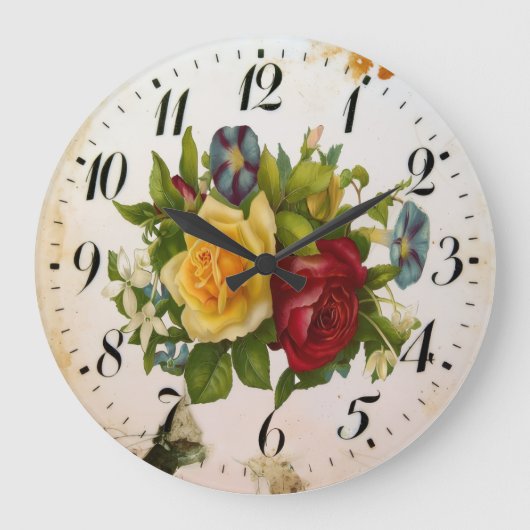Floral Elegance Round Acrylic Wall Clock ラージ壁時計 (正面)