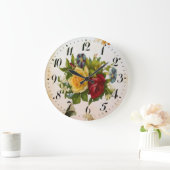 Floral Elegance Round Acrylic Wall Clock ラージ壁時計 (ホーム)