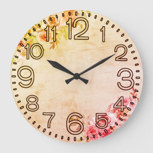 Floral Elegance Round Acrylic Wall Clock ラージ壁時計 (正面)