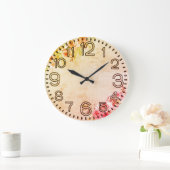 Floral Elegance Round Acrylic Wall Clock ラージ壁時計 (ホーム)