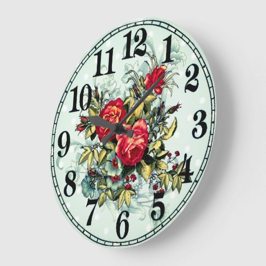 Floral Elegance Round Acrylic Wall Clock ラージ壁時計 (傾斜)