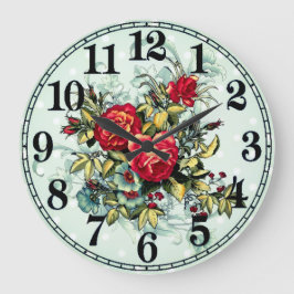 Floral Elegance Round Acrylic Wall Clock ラージ壁時計