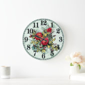 Floral Elegance Round Acrylic Wall Clock ラージ壁時計 (ホーム)