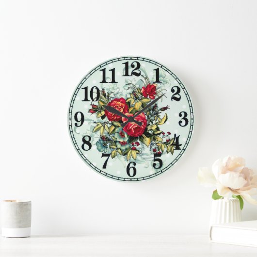 Floral Elegance Round Acrylic Wall Clock ラージ壁時計 (ホーム)