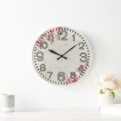 Floral Elegance Round Acrylic Wall Clock ラージ壁時計 (ホーム)