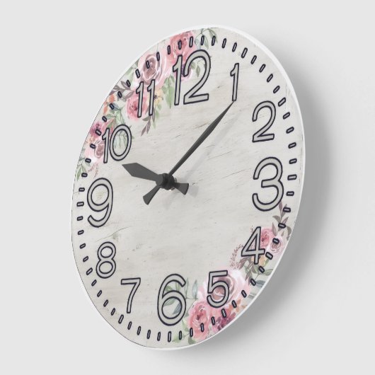Floral Elegance Round Acrylic Wall Clock ラージ壁時計 (傾斜)