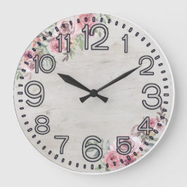 Floral Elegance Round Acrylic Wall Clock ラージ壁時計