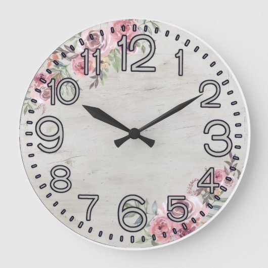 Floral Elegance Round Acrylic Wall Clock ラージ壁時計 (正面)