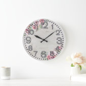 Floral Elegance Round Acrylic Wall Clock ラージ壁時計 (ホーム)