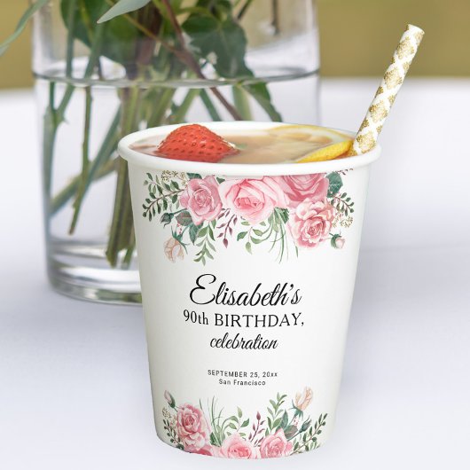 Floral elegant 90th birthday party  紙コップ