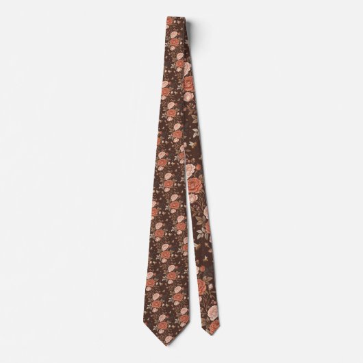 Floral Elegant Bee Pattern Custom Necktie ネクタイ (正面)