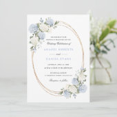 Floral Elegant Blue Hydrangea Greenery Wedding 招待状 (スタンド正面)