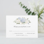Floral Elegant Blue Hydrangea Wedding RSVP 招待状 (スタンド正面)