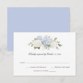 Floral Elegant Blue Hydrangea Wedding RSVP 招待状 (正面/裏面)