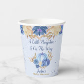 Floral Elegant Blue Pumpkin Baby Shower 紙コップ (正面)