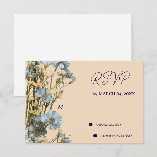 Floral Elegant Classic Wedding RSVP (正面/裏面)