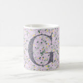 Floral Elegant Classy Monogram G lilac w/phrase コーヒーマグカップ (中央)