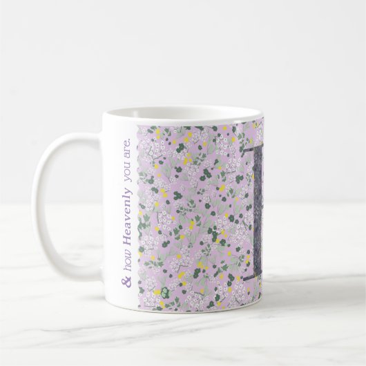 Floral Elegant Classy Monogram H lilac w/phrase コーヒーマグカップ (左)