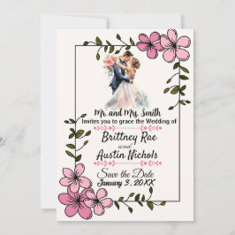 Floral Elegant Couple Wedding Invitation 招待状