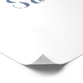 Floral Elegant Dusty Blue Crest Welcome Sign ポスター (角)