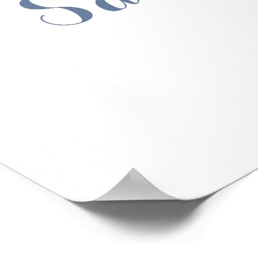 Floral Elegant Dusty Blue Crest Welcome Sign ポスター (角)