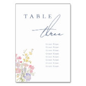 Floral Elegant Dusty Blue Script Wedding テーブルナンバー (正面)