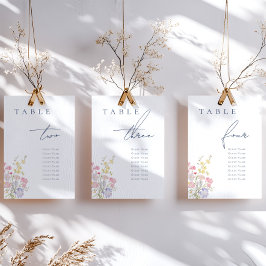 Floral Elegant Dusty Blue Script Wedding テーブルナンバー