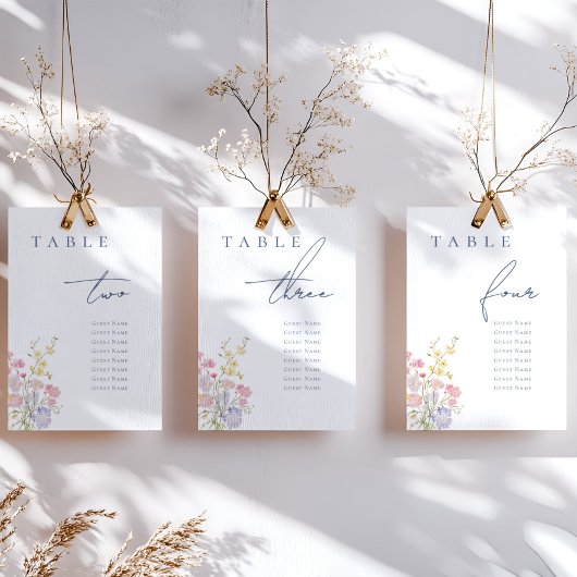 Floral Elegant Dusty Blue Script Wedding テーブルナンバー