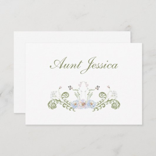 Floral Elegant Flat Place Card (正面/裏面)