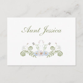 Floral Elegant Flat Place Card