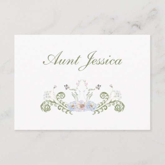 Floral Elegant Flat Place Card (正面)