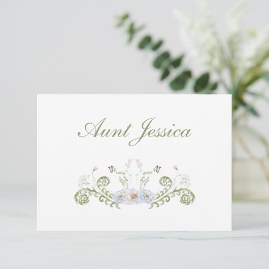 Floral Elegant Flat Place Card (スタンド正面)