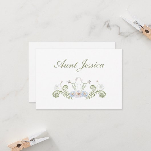 Floral Elegant Flat Place Card (正面/裏面インサイチュ)