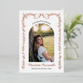 Floral Elegant Foil Frame Photo Graduation  箔招待状 (立ち正面)