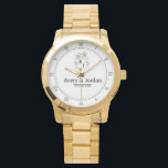 Floral Elegant Minimalist Monogram Couple’s Names 腕時計<br><div class="desc">Couple Names Floral Monogram Watch – A beautifully designed personalized watch that blends bohemian charm with timeless elegance. Featuring delicate floral accents and a stylish monogram, this watch is perfect for couples celebrating love, weddings, anniversaries, or engagements. Customize it with your names, initials, and a special date to create a...</div>