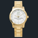 Floral Elegant Minimalist Monogram Couple’s Names 腕時計<br><div class="desc">Couple Names Floral Monogram Watch – A beautifully designed personalized watch that blends bohemian charm with timeless elegance. Featuring delicate floral accents and a stylish monogram, this watch is perfect for couples celebrating love, weddings, anniversaries, or engagements. Customize it with your names, initials, and a special date to create a...</div>