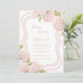 Floral Elegant Pink Hydrangea Baby Shower 招待状 (スタンド正面)