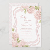 Floral Elegant Pink Hydrangea Baby Shower 招待状 (正面/裏面)