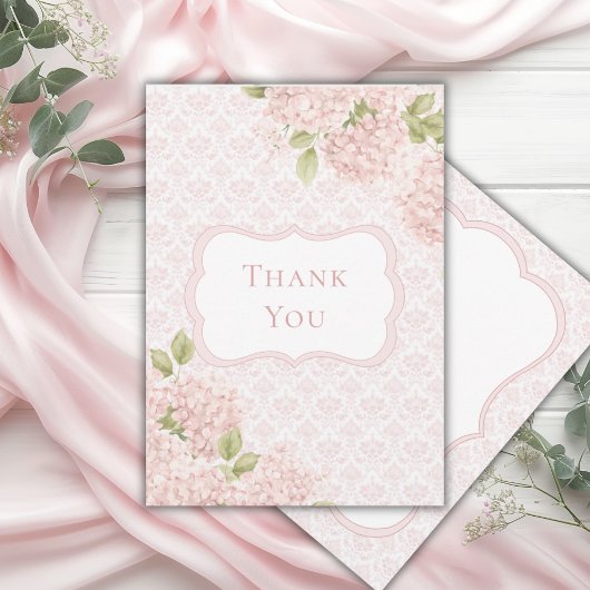 Floral Elegant Pink Hydrangea Bridal Shower サンキューカード