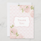 Floral Elegant Pink Hydrangea Bridal Shower サンキューカード (正面)