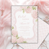 Floral Elegant Pink Hydrangea Bridal Shower 招待状