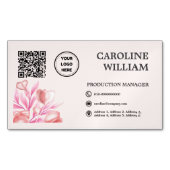 Floral Elegant QR Code Business Logo マグネット名刺 (正面)