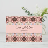 Floral Elegant Rose Gold Blush Pink Save The Date 案内状 (スタンド正面)