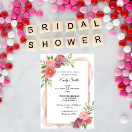 Floral Elegant Watercolor Chic  Bridal Shower 招待状