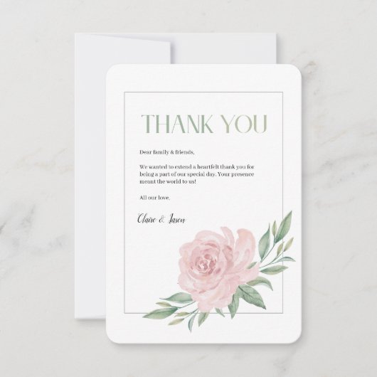 Floral Elegant Wedding Thank You Card サンキューカード (正面)