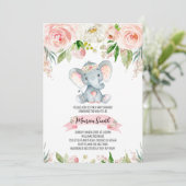 Floral Elephant Baby Shower 招待状 (スタンド正面)